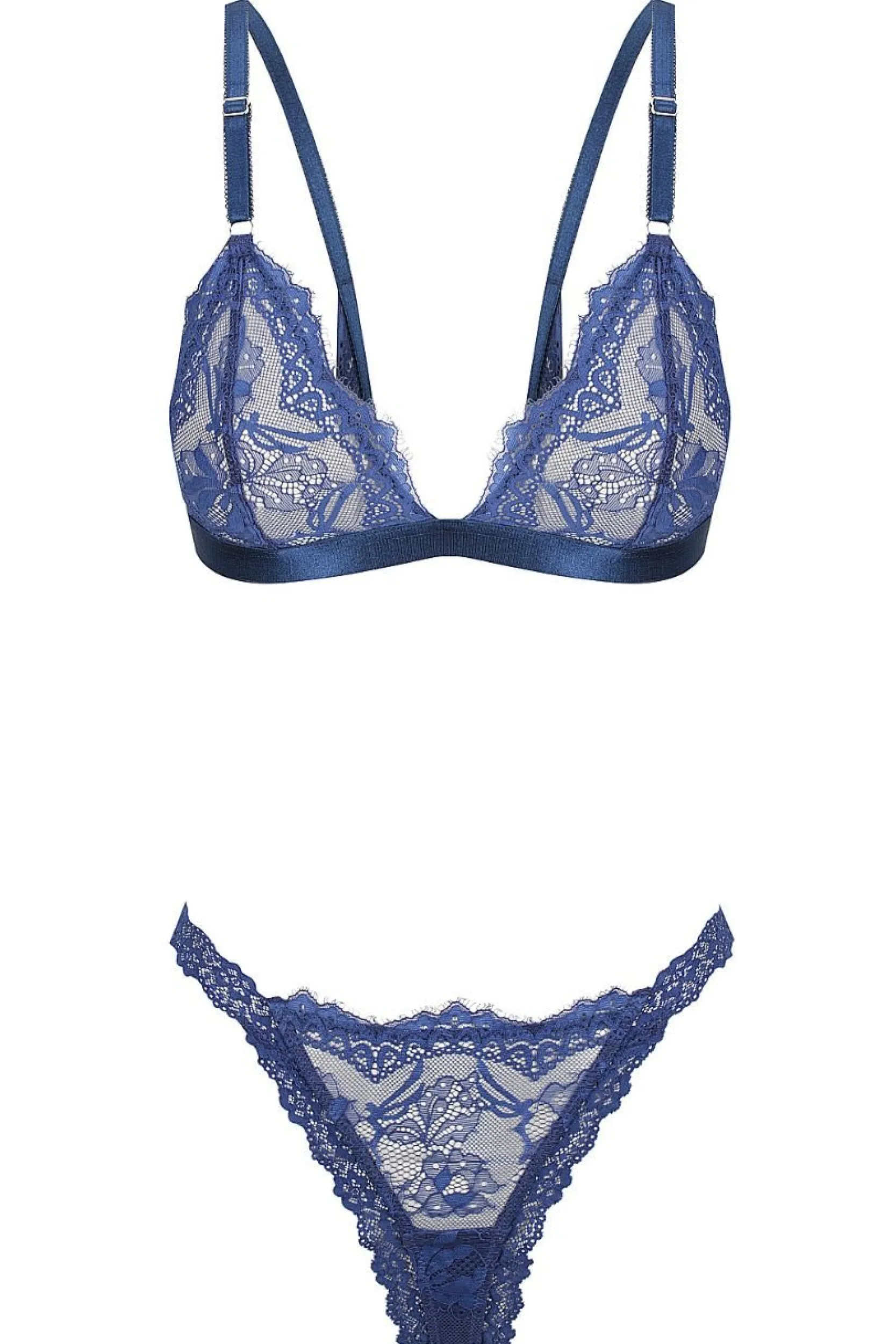 Kat The Label Fleur Thong Set Cobalt | Bralette Sets