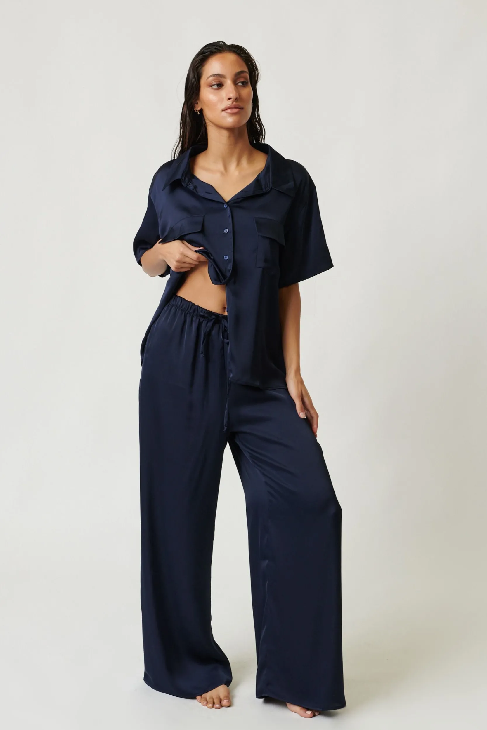 Kat The Label Gracie Short Sleeve Pant Set Ink | Sleep Sets