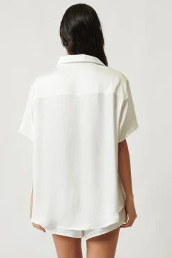 Kat The Label Gracie Short Sleeve Short Set Ivory | Sleep Sets | Sleep Sets