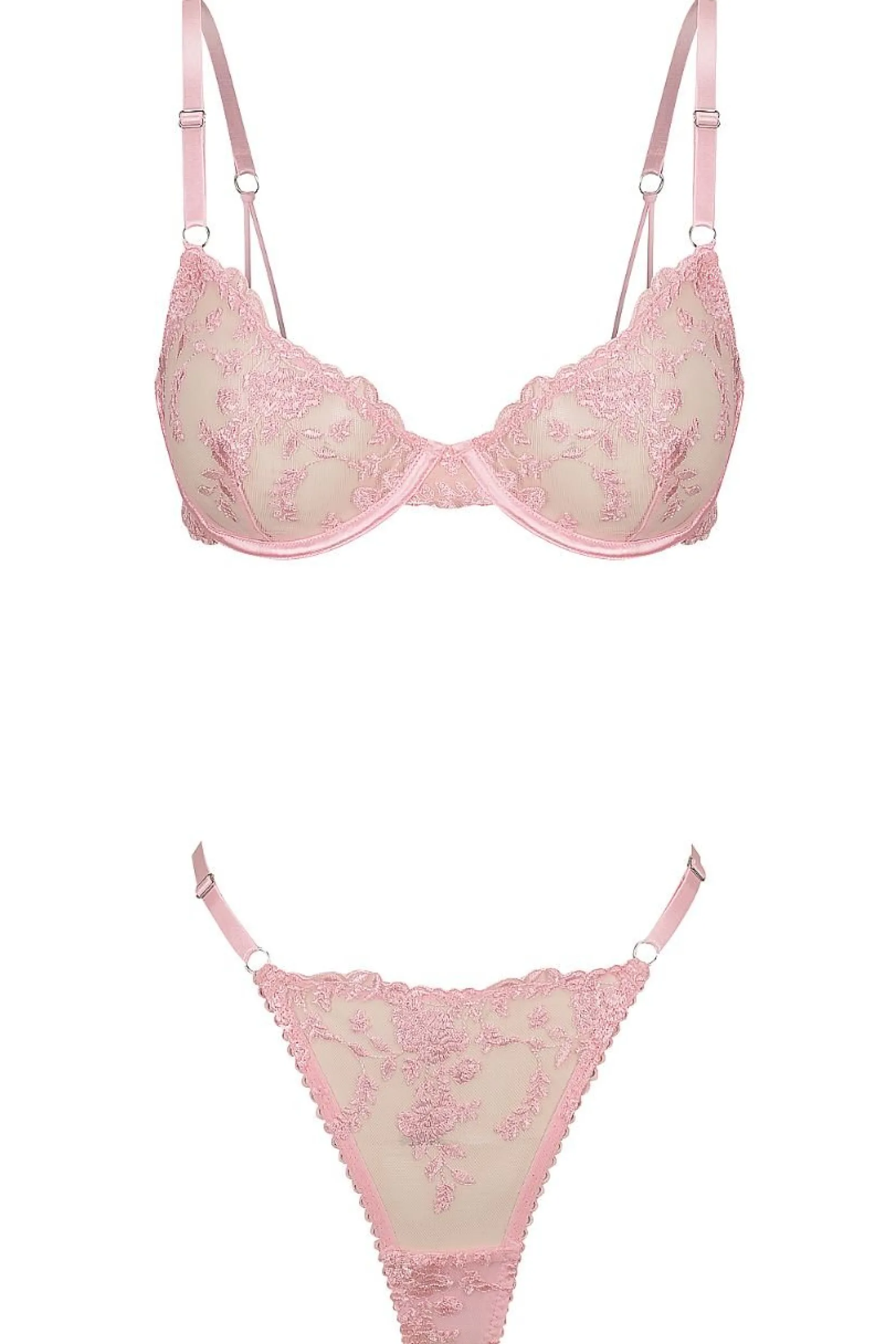 Kat The Label Nicolette Thong Set Baby Pink | Underwire Sets